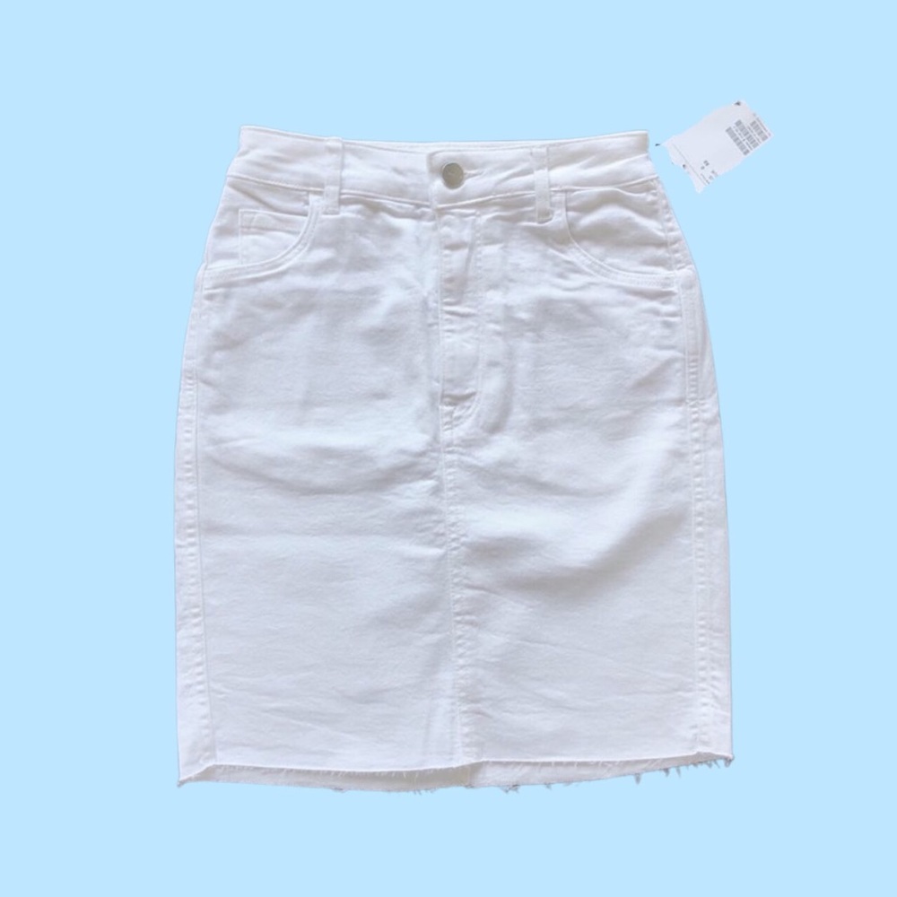 White Denim Mini Skirt